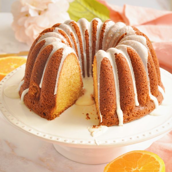 Super Moist Orange Bundt Cake with Sugar Icing