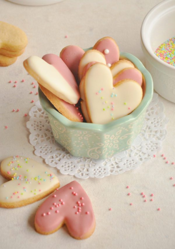 Sugar Cookies with Ruby and White Chocolate Coating